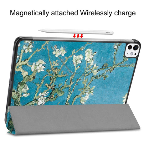 EIDERWOOD iPad Pro 11" (2025 / 2024) Tri-Fold Kunstlæder Cover m. Vågeblus Funktion - Blomstergrene