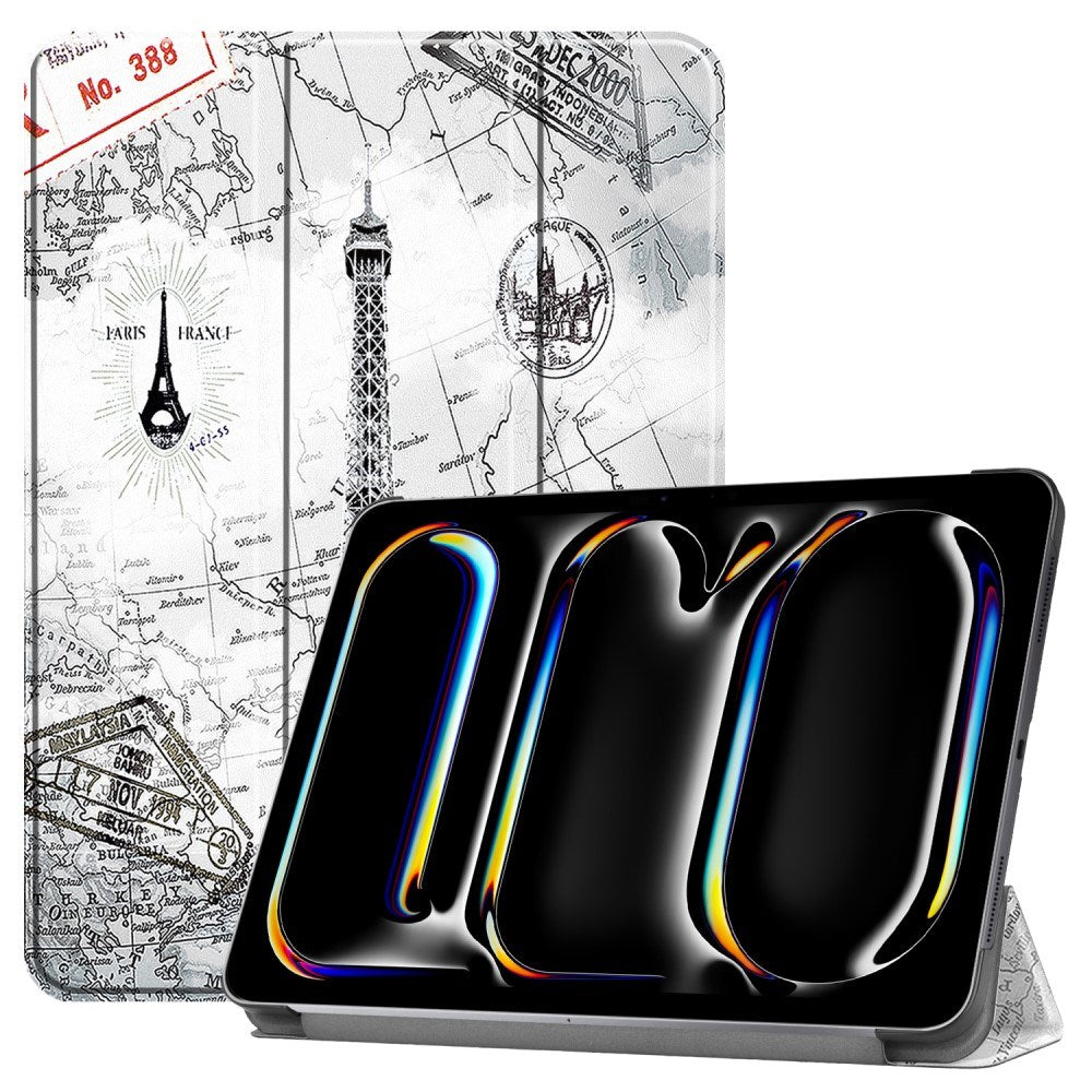 EIDERWOOD iPad Pro 11" (2025 / 2024) Tri-Fold Kunstlæder Cover m. Vågeblus Funktion - Eiffeltårnet