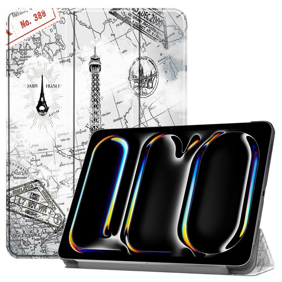 EIDERWOOD iPad Pro 11" (2025 / 2024) Tri-Fold Kunstlæder Cover m. Vågeblus Funktion - Eiffeltårnet