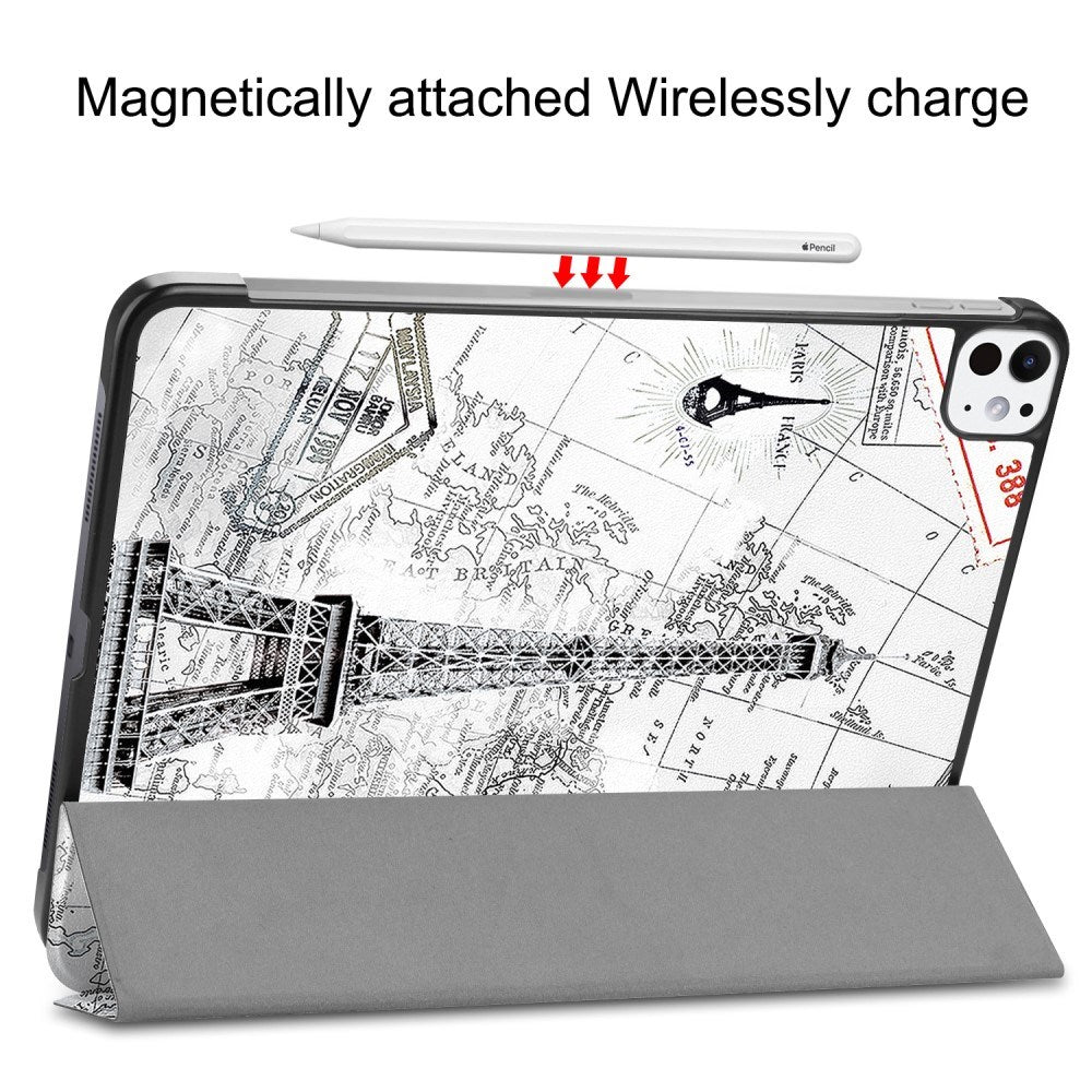 EIDERWOOD iPad Pro 11" (2025 / 2024) Tri-Fold Kunstlæder Cover m. Vågeblus Funktion - Eiffeltårnet