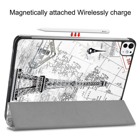 EIDERWOOD iPad Pro 11" (2025 / 2024) Tri-Fold Kunstlæder Cover m. Vågeblus Funktion - Eiffeltårnet