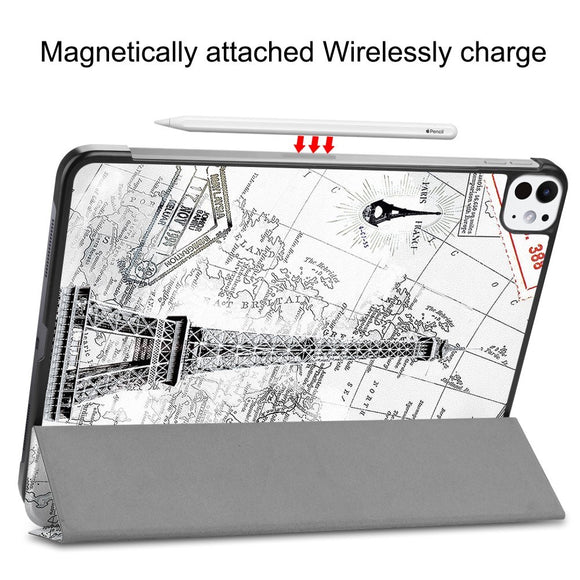 EIDERWOOD iPad Pro 11" (2025 / 2024) Tri-Fold Kunstlæder Cover m. Vågeblus Funktion - Eiffeltårnet