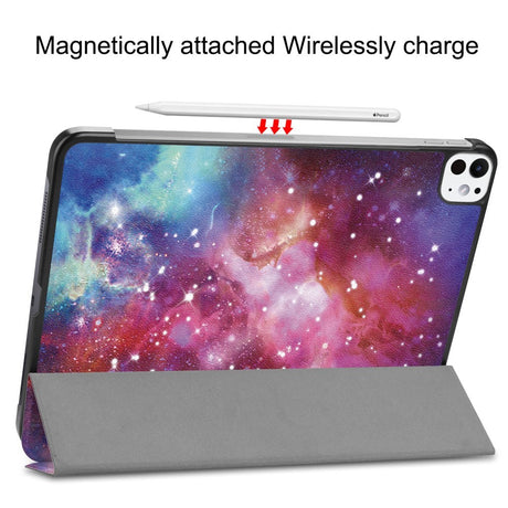 EIDERWOOD iPad Pro 11" (2025 / 2024) Tri-Fold Kunstlæder Cover m. Vågeblus Funktion - Galakse