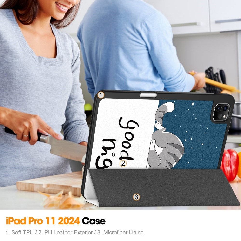 EIDERWOOD iPad Pro 11" (2025 / 2024) Tri-Fold Kunstlæder Cover m. Vågeblus Funktion - Kat