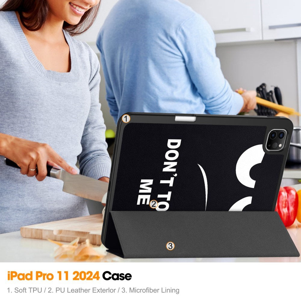 EIDERWOOD iPad Pro 11" (2025 / 2024) Tri-Fold Kunstlæder Cover m. Vågeblus Funktion - Don't Touch Me