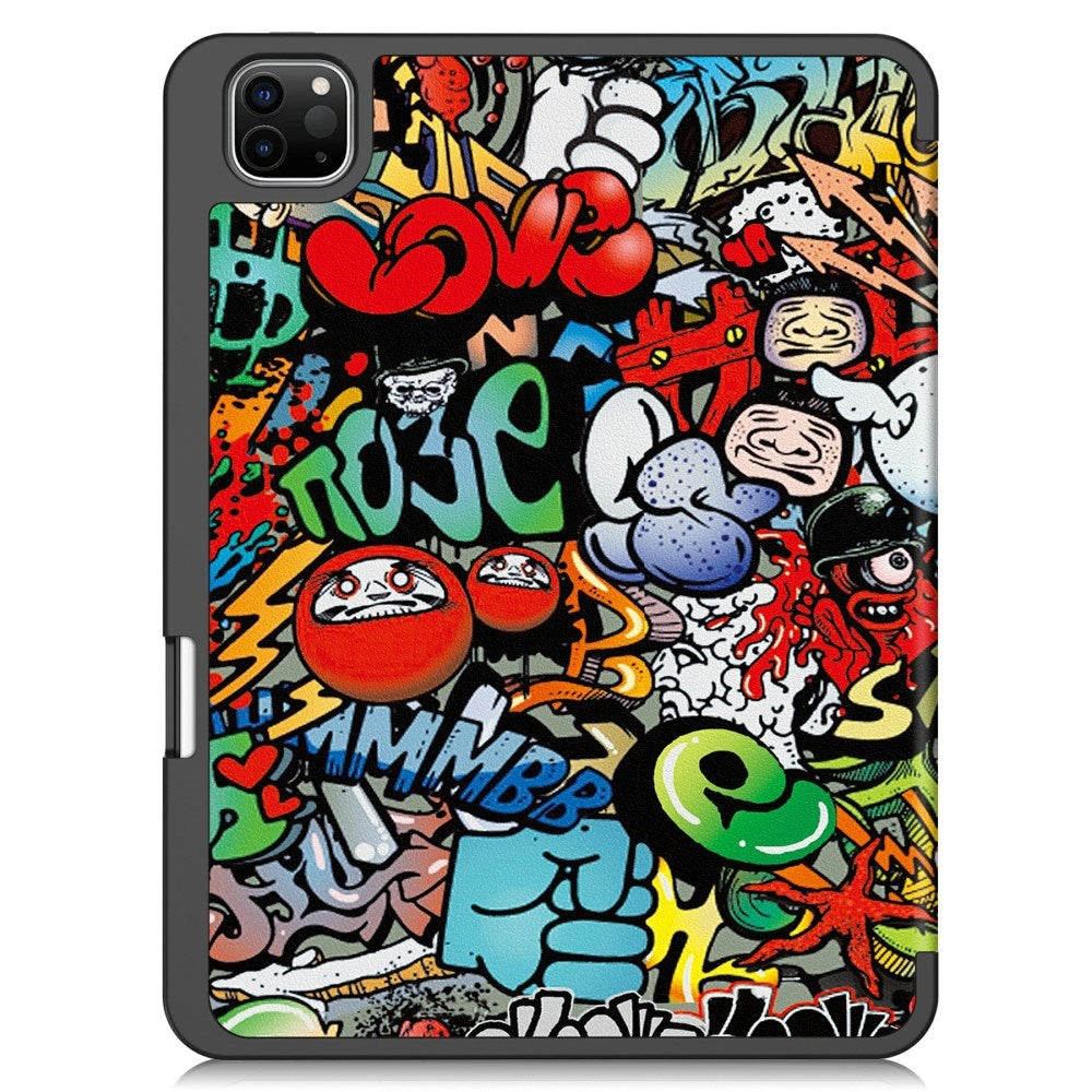EIDERWOOD iPad Pro 11" (2025 / 2024) Tri-Fold Kunstlæder Cover m. Vågeblus Funktion - Graffiti