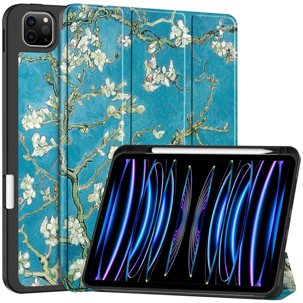 EIDERWOOD iPad Pro 11" (2025 / 2024) Tri-Fold Kunstlæder Cover m. Vågeblus Funktion - Blomster