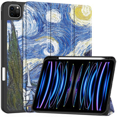 EIDERWOOD iPad Pro 11" (2025 / 2024) Tri-Fold Kunstlæder Cover m. Vågeblus Funktion - Maleri