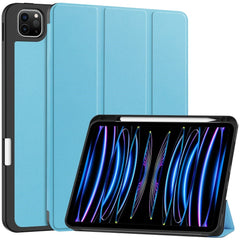 EIDERWOOD iPad Pro 11" (2025 / 2024) Tri-Fold Kunst Læder Cover m. Apple Pencil Holder - Blå