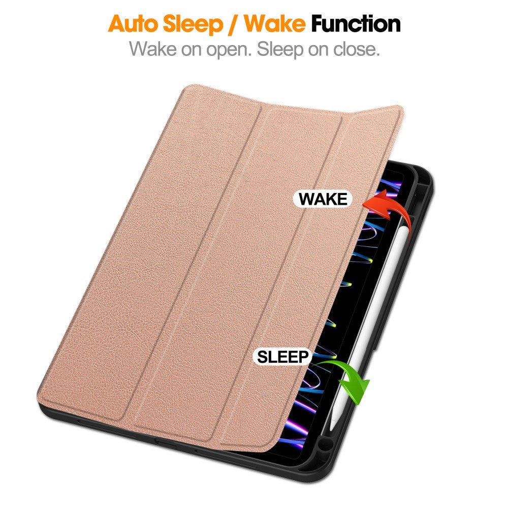 EIDERWOOD iPad Pro 11" (2025 / 2024) Tri-Fold Kunst Læder Cover m. Apple Pencil Holder - Rose Gold