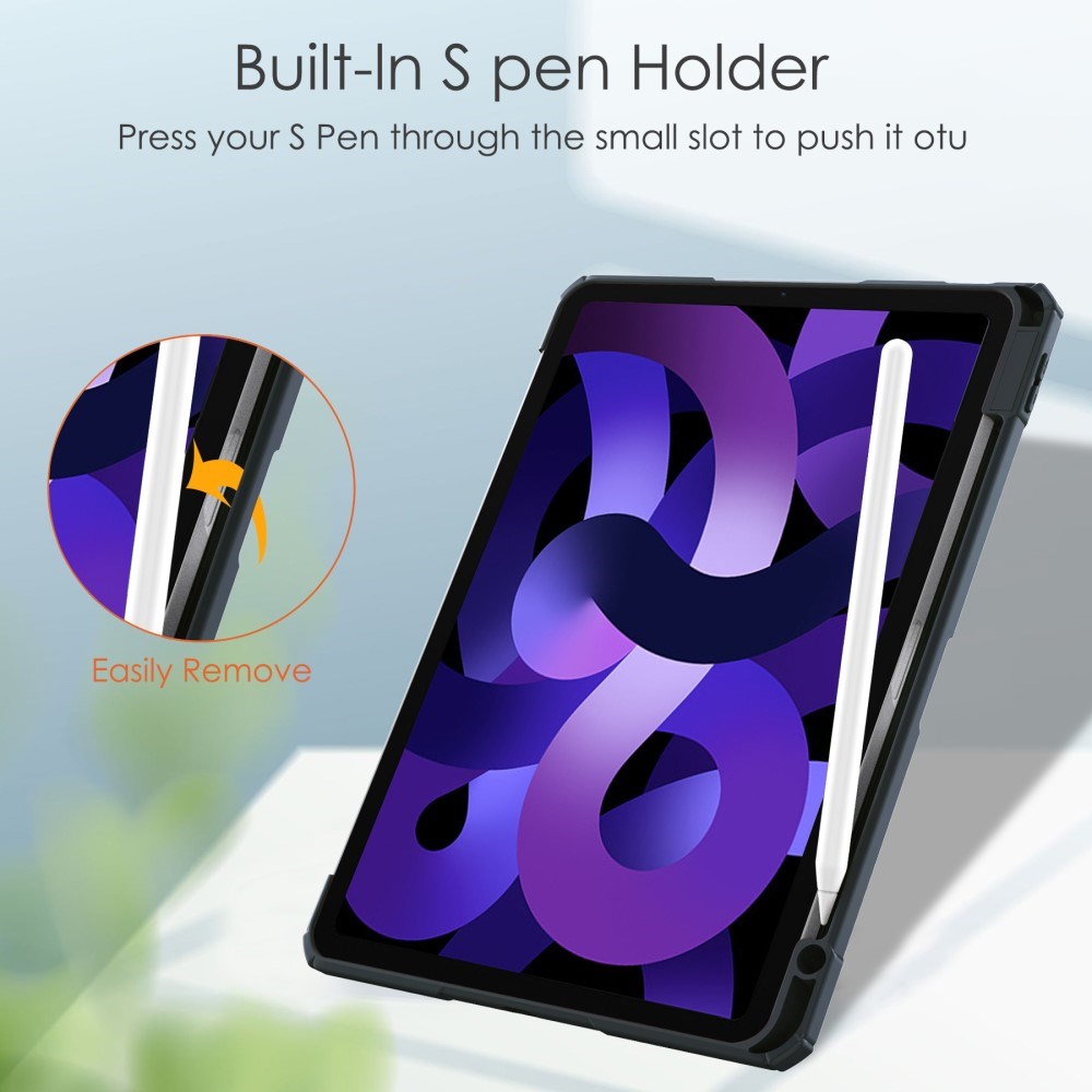 EIDERWOOD iPad Air 11" (2026 / 2025 / 2024) Hybrid Cover m. Pen Holder - Blå & Gennemsigtig