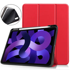 EIDERWOOD iPad Air 11" (2025 / 2024) Litchi Tri-Fold Læder Cover m. Apple Pencil Holder - Rød