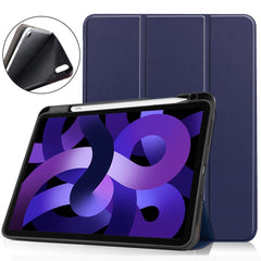 EIDERWOOD iPad Air 11" (2025 / 2024) Litchi Tri-Fold Læder Cover m. Apple Pencil Holder - Mørkeblå