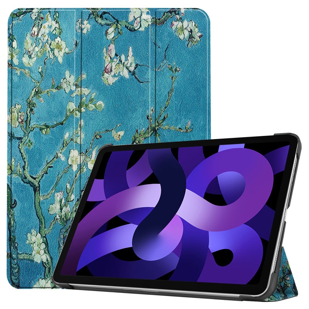 EIDERWOOD iPad Air 11" (2026 / 2025 / 2024) Tri-Fold Kunstlæder Cover m. Vågeblus Funktion - Hvide Blomster