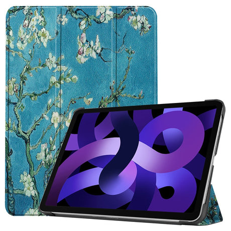 EIDERWOOD iPad Air 11" (2026 / 2025 / 2024) Tri-Fold Kunstlæder Cover m. Vågeblus Funktion - Hvide Blomster