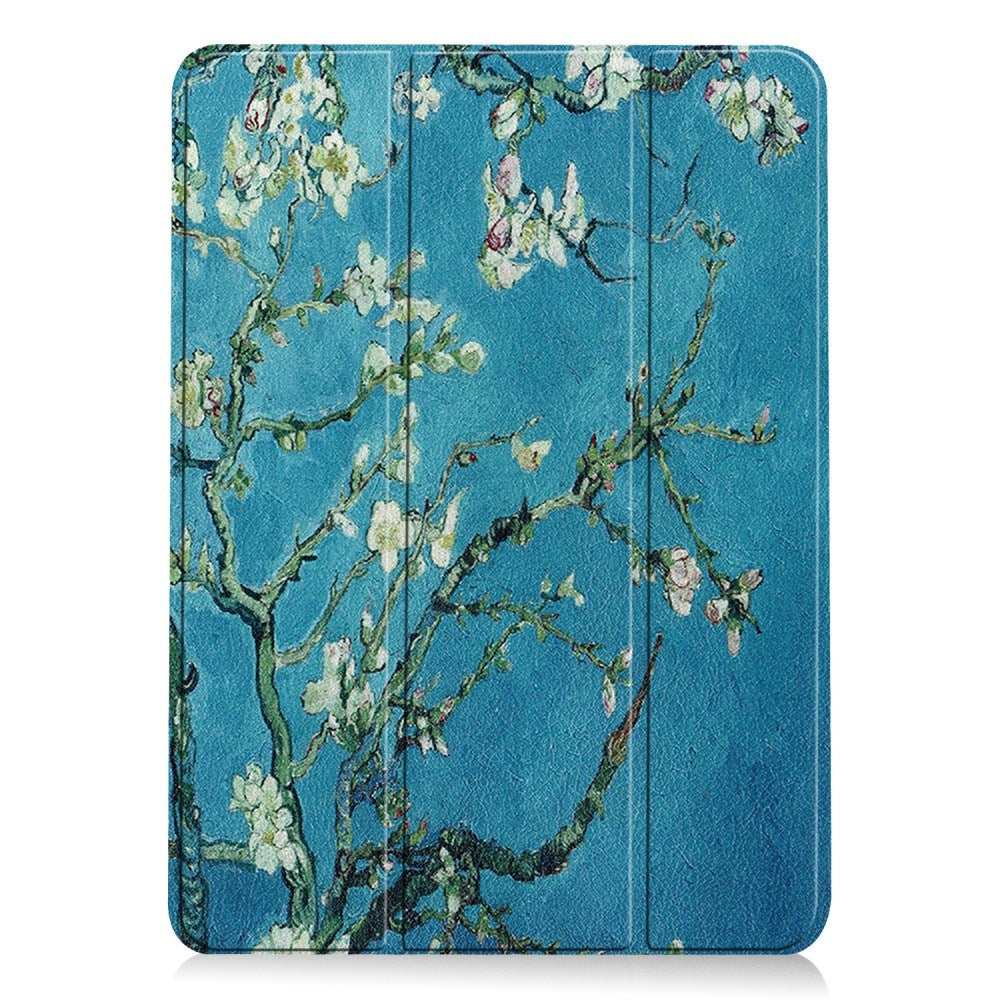EIDERWOOD iPad Air 11" (2026 / 2025 / 2024) Tri-Fold Kunstlæder Cover m. Vågeblus Funktion - Hvide Blomster