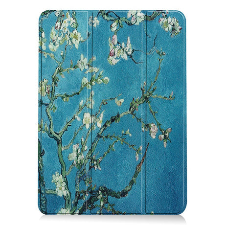 EIDERWOOD iPad Air 11" (2026 / 2025 / 2024) Tri-Fold Kunstlæder Cover m. Vågeblus Funktion - Hvide Blomster