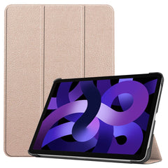 EIDERWOOD iPad Air 11" (2025 / 2024) Litchi Tri-Fold Læder Cover - Guld