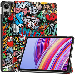 EDIERWOOD Xiaomi Redmi Pad Pro Tri-Fold Kunstlæder Cover m. Vågeblus Funktion - Graffiti
