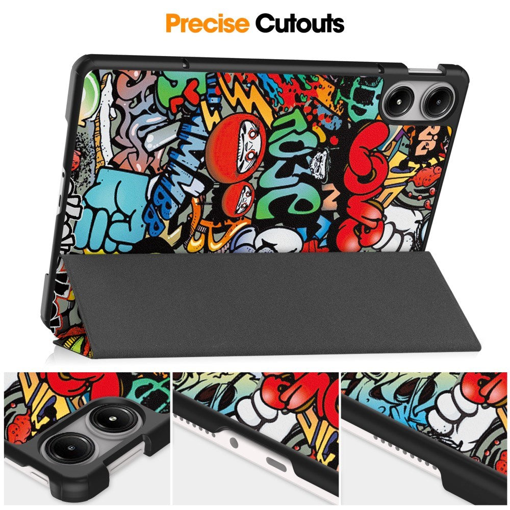 EDIERWOOD Xiaomi Redmi Pad Pro Tri-Fold Kunstlæder Cover m. Vågeblus Funktion - Graffiti