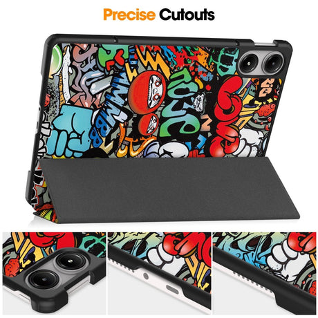 EDIERWOOD Xiaomi Redmi Pad Pro Tri-Fold Kunstlæder Cover m. Vågeblus Funktion - Graffiti