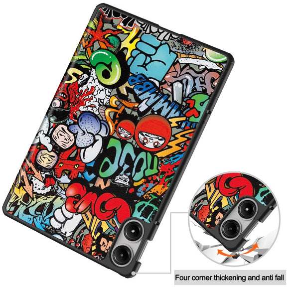 EDIERWOOD Xiaomi Redmi Pad Pro Tri-Fold Kunstlæder Cover m. Vågeblus Funktion - Graffiti