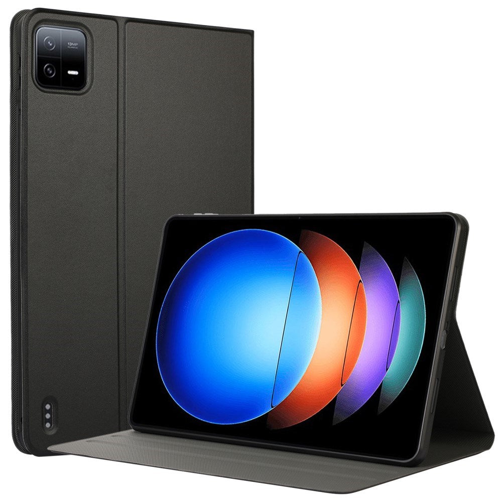 EIDERWOOD Xiaomi Pad 6S Pro Vegansk Læder Tablet Cover m. Ståfunktion - Sort