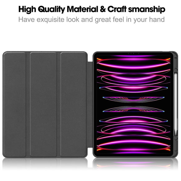 EIDERWOOD iPad Air 13" (2026 / 2025 / 2024) Tri-Fold Kunst Læder Cover m. Apple Pencil Holder - Grøn