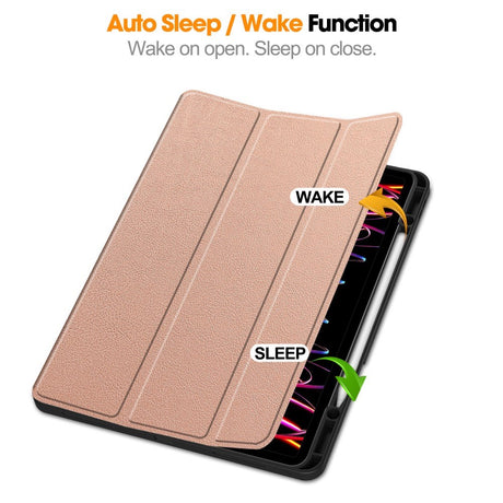 EIDERWOOD iPad Air 13" (2026 / 2025 / 2024) Tri-Fold Kunst Læder Cover m. Apple Pencil Holder - Rose Gold