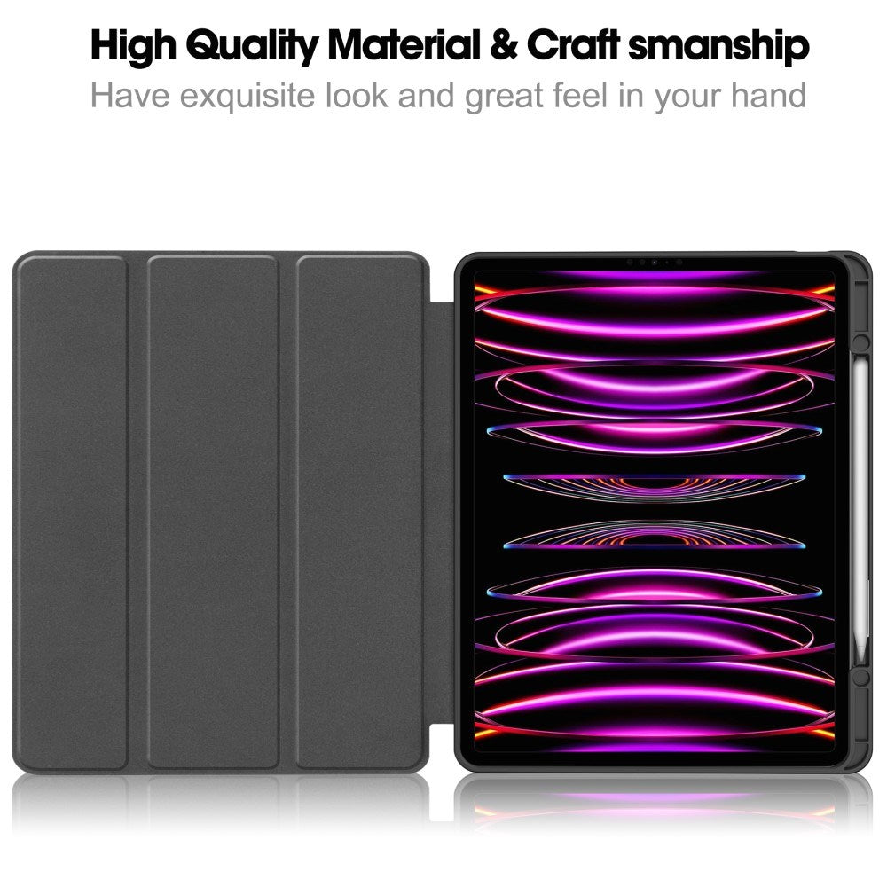EIDERWOOD iPad Air 13" (2026 / 2025 / 2024) Tri-Fold Kunst Læder Cover m. Apple Pencil Holder - Grå