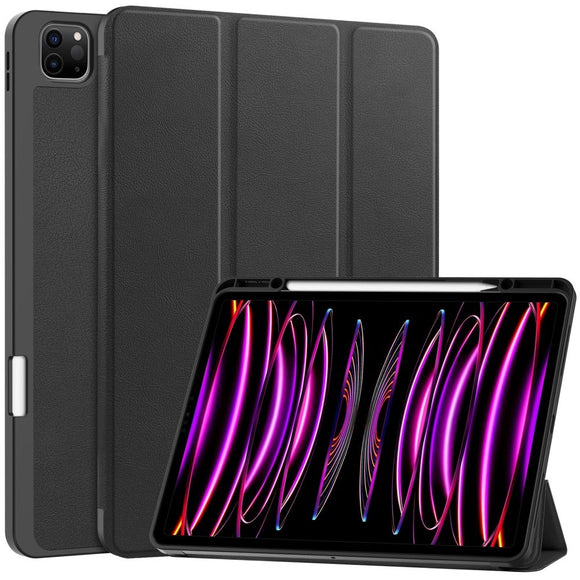 EIDERWOOD iPad Air 13" (2026 / 2025 / 2024) Tri-Fold Kunst Læder Cover m. Apple Pencil Holder - Sort