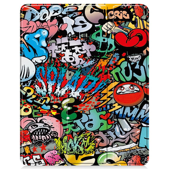 EIDERWOOD iPad Air 13" (2026 / 2025 / 2024) Tri-Fold Kunstlæder Cover m. Vågeblus Funktion - Graffiti