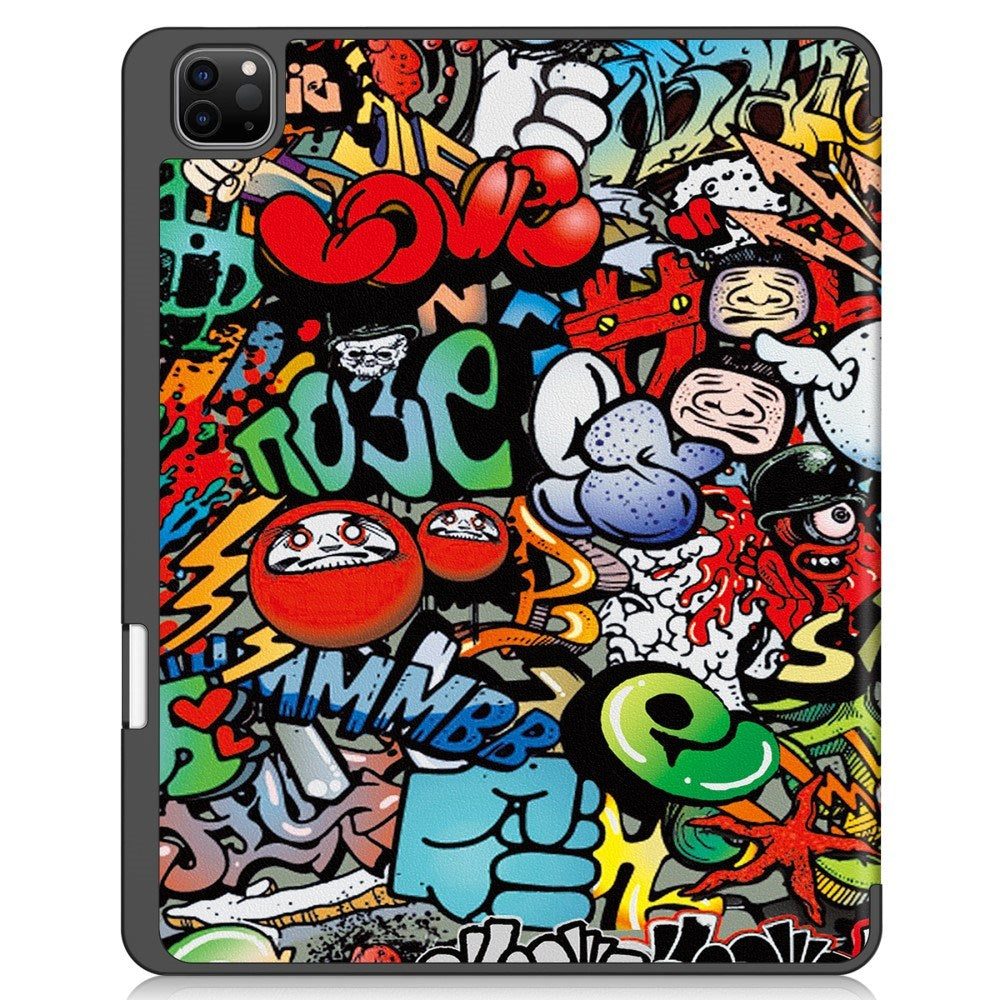 EIDERWOOD iPad Air 13" (2026 / 2025 / 2024) Tri-Fold Kunstlæder Cover m. Vågeblus Funktion - Graffiti