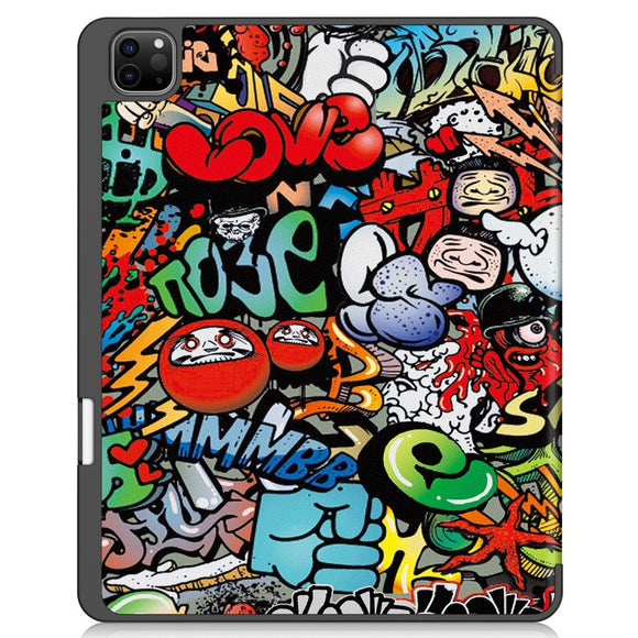EIDERWOOD iPad Air 13" (2026 / 2025 / 2024) Tri-Fold Kunstlæder Cover m. Vågeblus Funktion - Graffiti