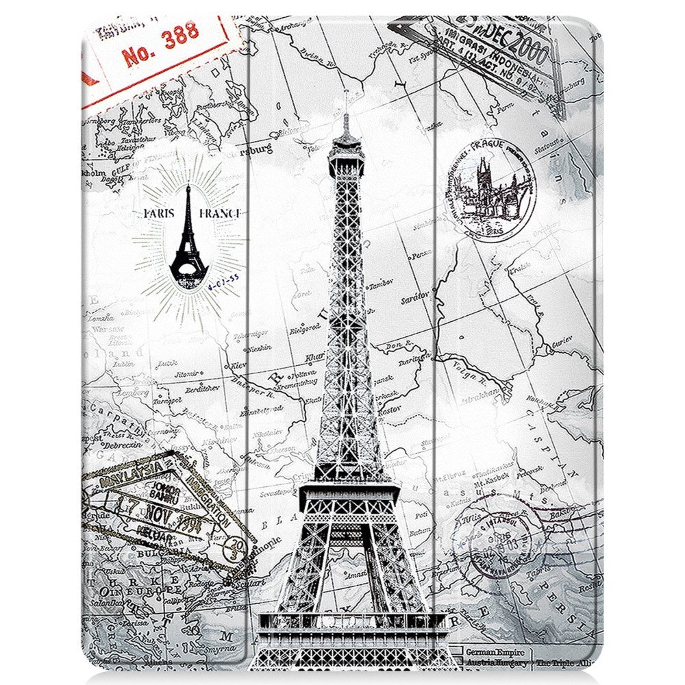 EIDERWOOD iPad Air 13" (2026 / 2025 / 2024) Tri-Fold Kunstlæder Cover m. Vågeblus Funktion - Eiffeltårnet