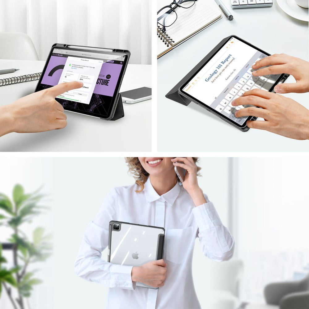 iPad Pro 13" (2025 / 2024) Shockproof Cover m. Penholder - DUX DUCIS TOBY Series - Gennemsigtig / Sort