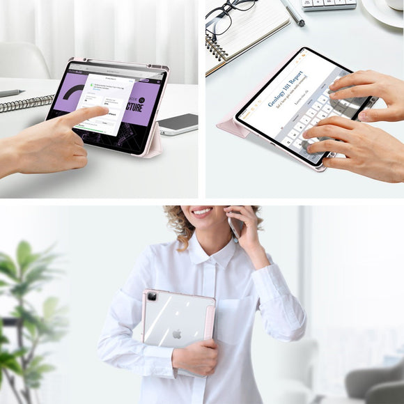 iPad Pro 13" (2025 / 2024) Shockproof Cover m. Penholder - DUX DUCIS TOBY Series - Gennemsigtig / Pink