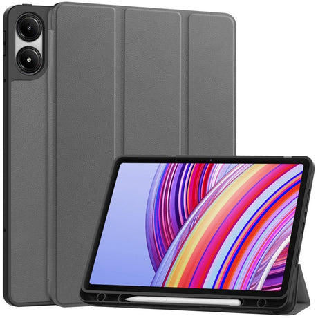 EIDERWOOD Xiaomi Redmi Pad Pro Tri-Fold Kunst Læder Cover m. Stylus Pencil Holder - Grå