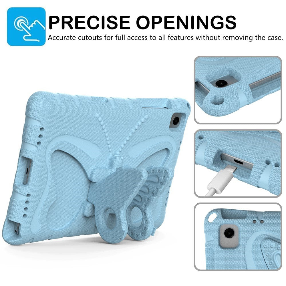 Samsung Galaxy Tab A11+ (Plus) / A9+ (Plus) EIDERWOOD Børne Cover - Butterfly Kickstand Cover m. Skulderstrop - Lyseblå