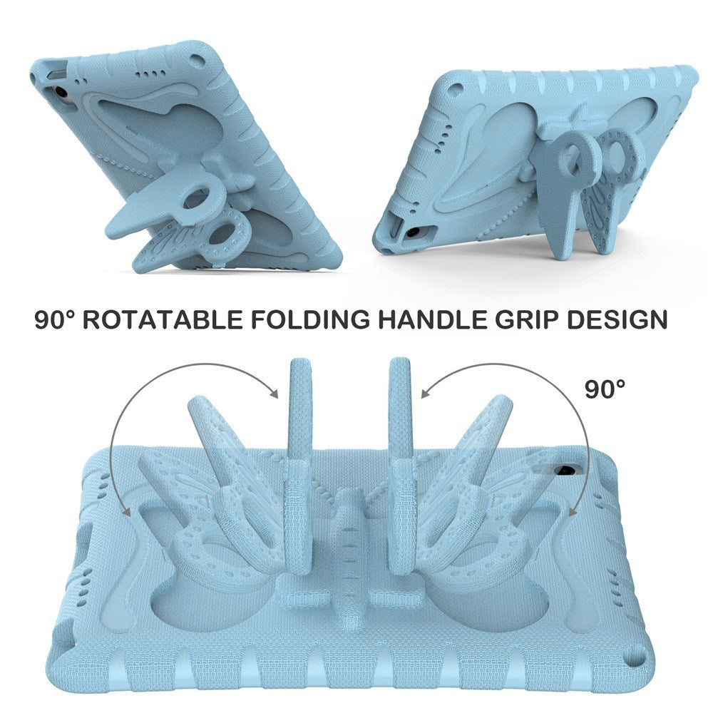 Samsung Galaxy Tab A11+ (Plus) / A9+ (Plus) EIDERWOOD Børne Cover - Butterfly Kickstand Cover m. Skulderstrop - Lyseblå