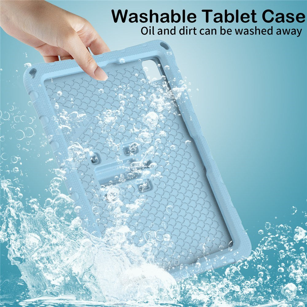Samsung Galaxy Tab A11+ (Plus) / A9+ (Plus) EIDERWOOD Børne Cover - Butterfly Kickstand Cover m. Skulderstrop - Lyseblå