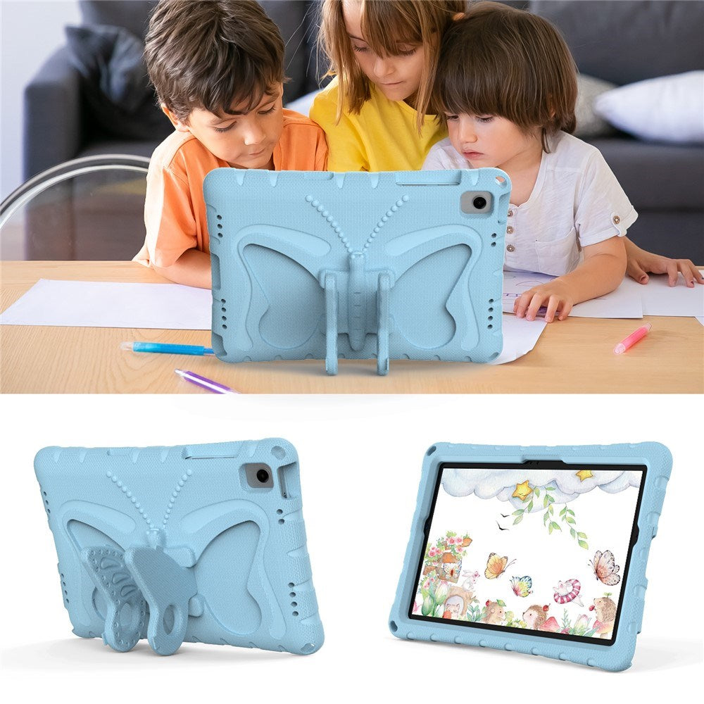 Samsung Galaxy Tab A11+ (Plus) / A9+ (Plus) EIDERWOOD Børne Cover - Butterfly Kickstand Cover m. Skulderstrop - Lyseblå