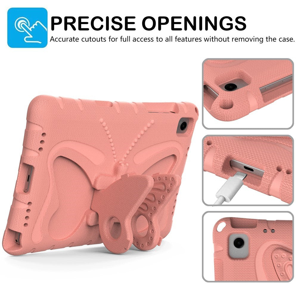 Samsung Galaxy Tab A11+ (Plus) / A9+ (Plus) EIDERWOOD Børne Cover - Butterfly Kickstand Cover m. Skulderstrop - Lyserød