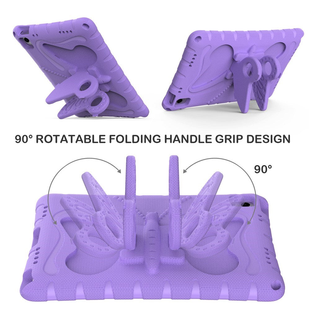 Samsung Galaxy Tab A11+ (Plus) / A9+ (Plus) EIDERWOOD Børne Cover - Butterfly Kickstand Cover m. Skulderstrop - Lilla