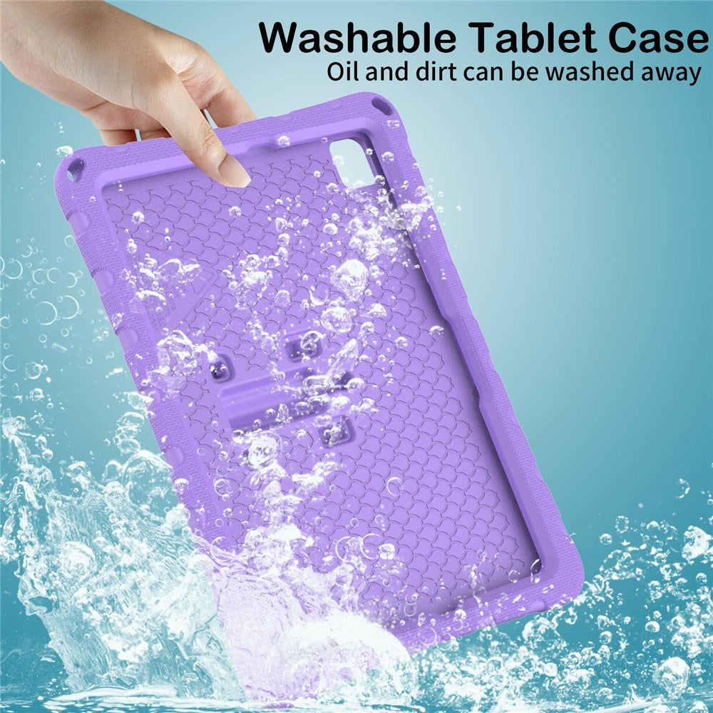 Samsung Galaxy Tab A11+ (Plus) / A9+ (Plus) EIDERWOOD Børne Cover - Butterfly Kickstand Cover m. Skulderstrop - Lilla