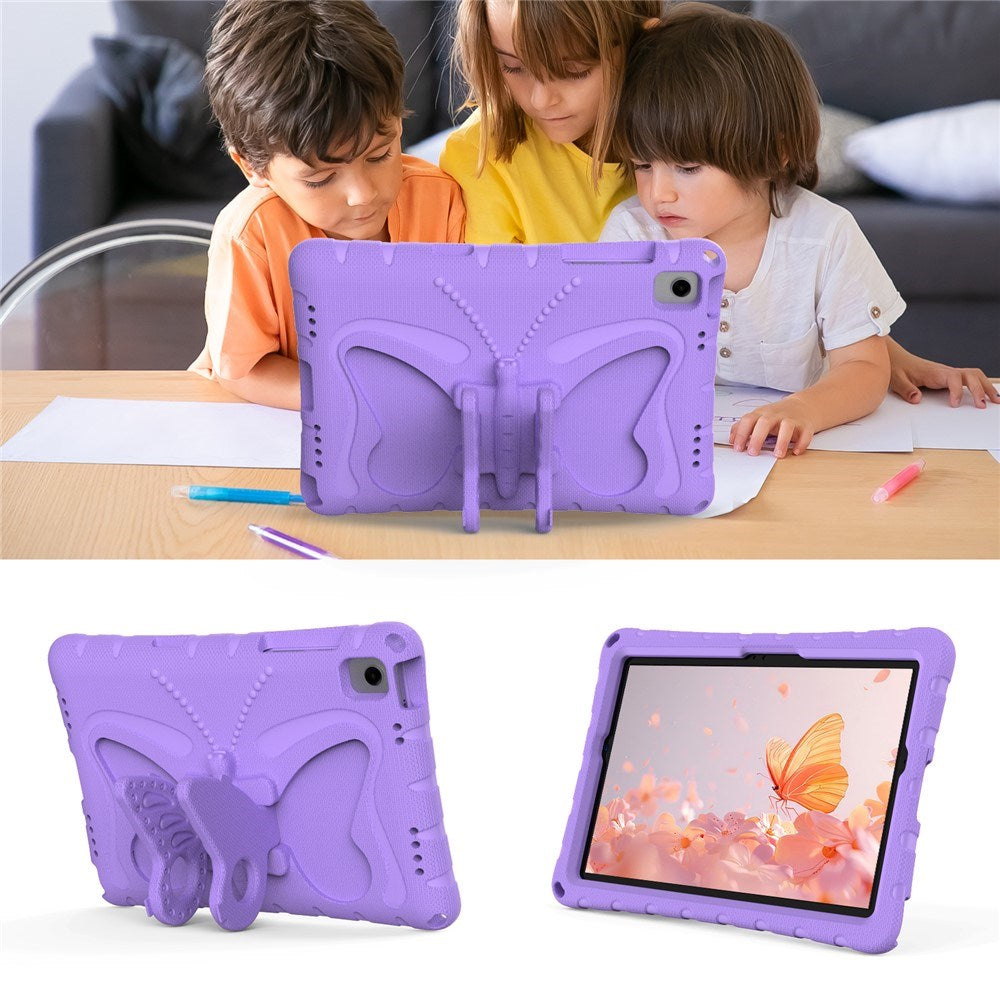 Samsung Galaxy Tab A11+ (Plus) / A9+ (Plus) EIDERWOOD Børne Cover - Butterfly Kickstand Cover m. Skulderstrop - Lilla