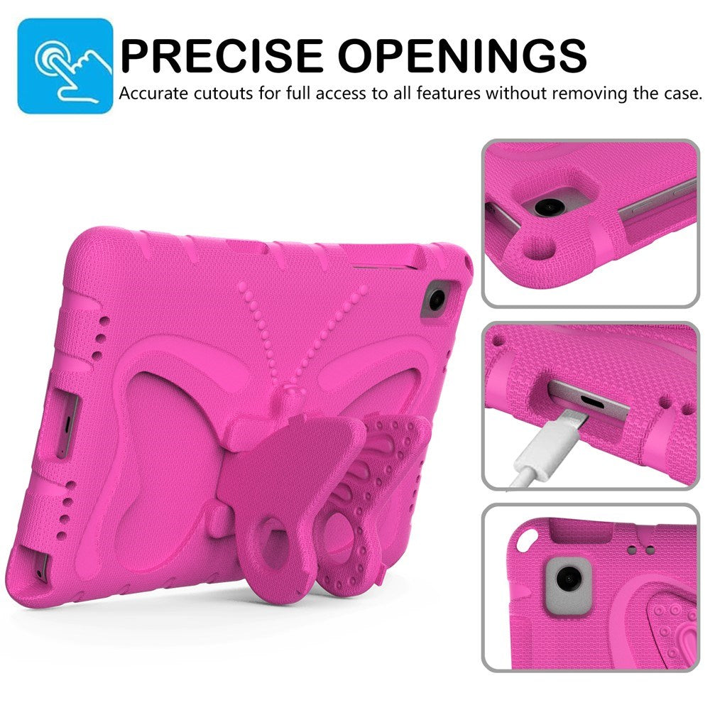 Samsung Galaxy Tab A11+ (Plus) / A9+ (Plus) EIDERWOOD Børne Cover - Butterfly Kickstand Cover m. Skulderstrop - Pink