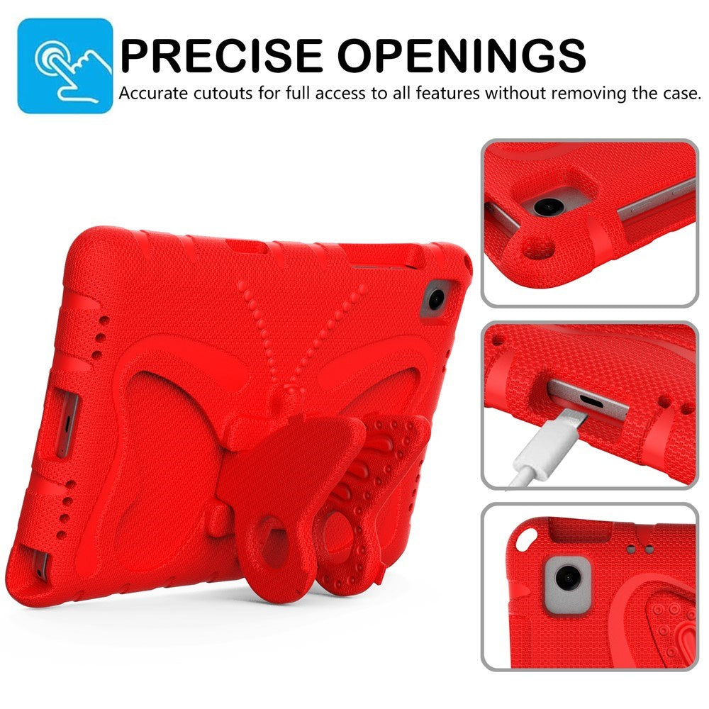 Samsung Galaxy Tab A11+ (Plus) / A9+ (Plus) EIDERWOOD Børne Cover - Butterfly Kickstand Cover m. Skulderstrop - Rød