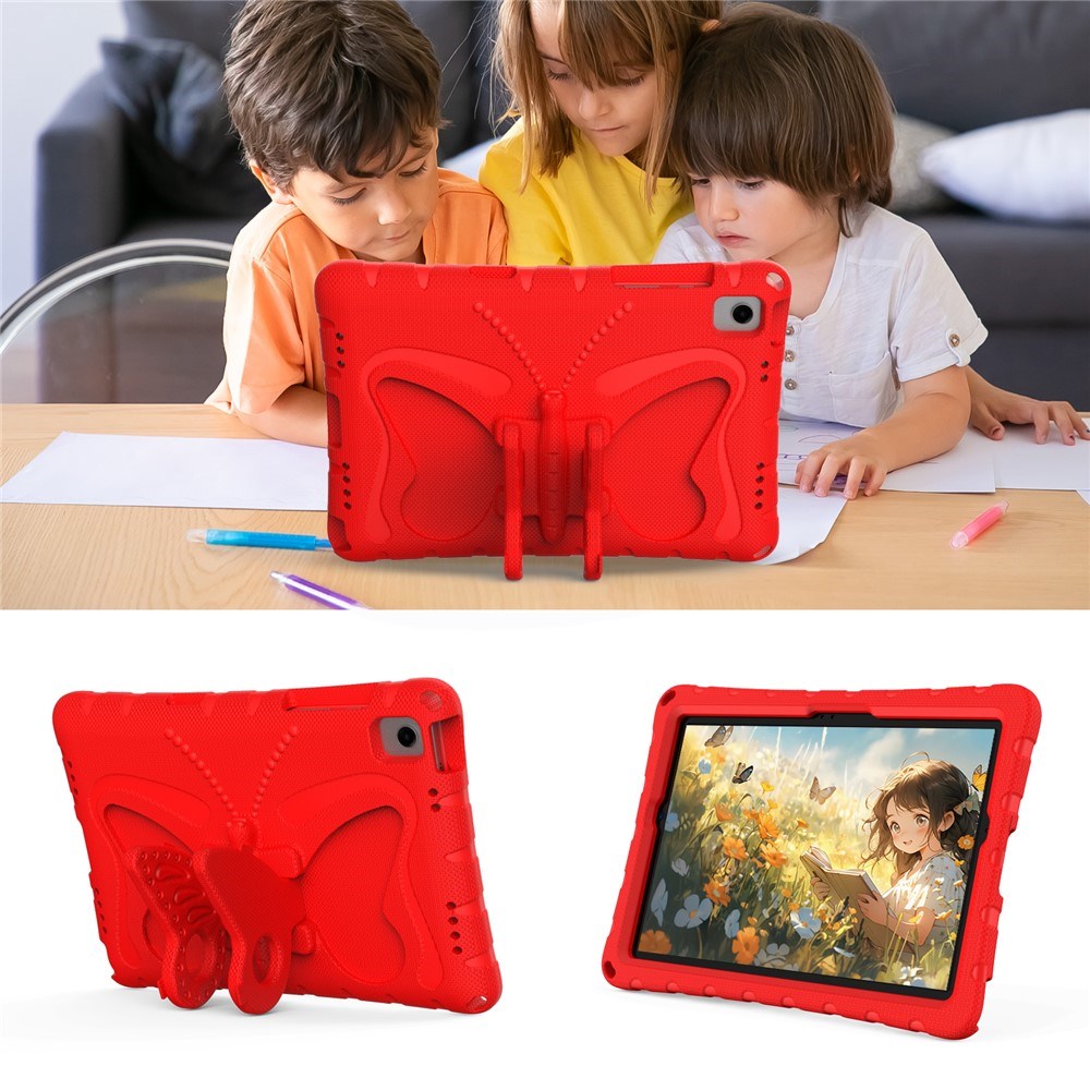 Samsung Galaxy Tab A11+ (Plus) / A9+ (Plus) EIDERWOOD Børne Cover - Butterfly Kickstand Cover m. Skulderstrop - Rød