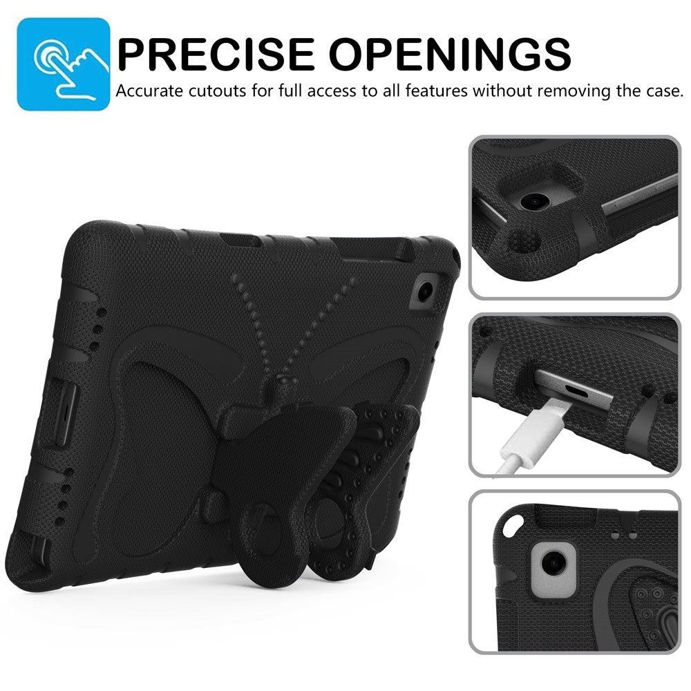 Samsung Galaxy Tab A11+ (Plus) / A9+ (Plus) EIDERWOOD Børne Cover - Butterfly Kickstand Cover m. Skulderstrop - Sort